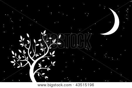 Sfondo monocromatico con albero