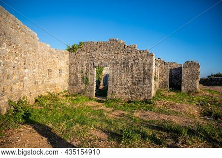 Ruins Of Medieval Fortress Tvrdava Mogren At The Shore Of Adriatic Sea, Montenegro.