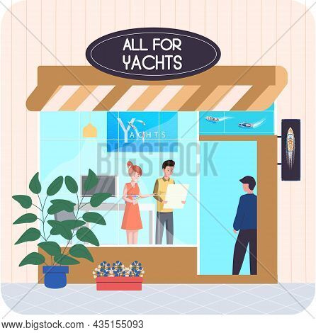 Buying Motorboat, Boat Selling, All For Yachts Shop. Transport Advertising Company E-commerce Concep