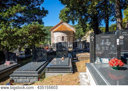 Podostrog, Budva - September 23, 2021: Church Of St. John The Theologian And Cemetery Near, Podostro