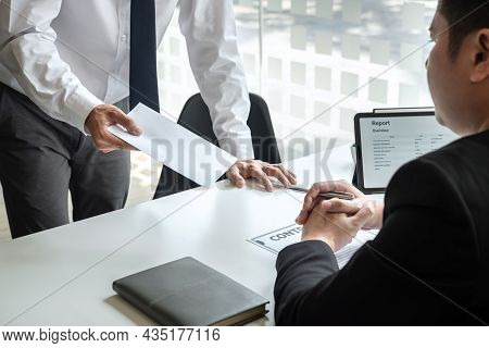 Employee Sending Resignation Letter To Boss Employer Consider In Order To Contract For Quit Or Layof