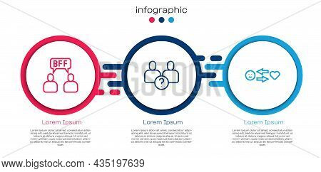 Set Line Bff Or Best Friends Forever, Complicated Relationship And Romantic. Business Infographic Te
