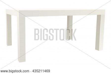 Vector White Rectangular Side Table Realistic Illustration, Perspective View