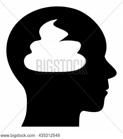Shit Brain Icon With Flat Style. Isolated Vector Shit Brain Icon Image, Simple Style.