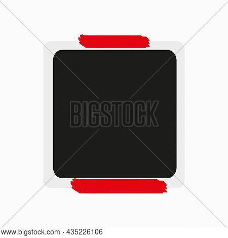 Photo Frame Icon With Red Tape. Wall Sticker. Modern Style. Vintage Empty Snapshot. Vector Illustrat