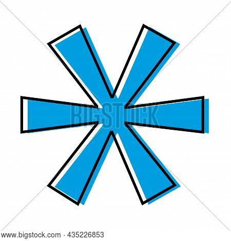Blue Asterisk Icon. Computer Design Element. Communication Symbol. Simple Flat Design. Vector Illust