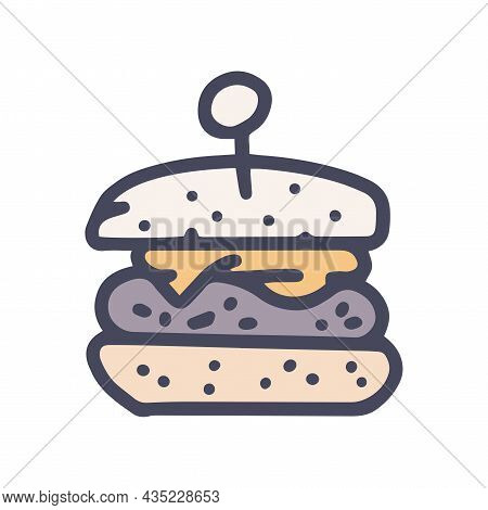 Gamburger Color Vector Doodle Simple Icon Design