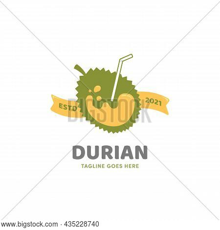 Durian Fruit Juice Smoothies Drink Logo Icon