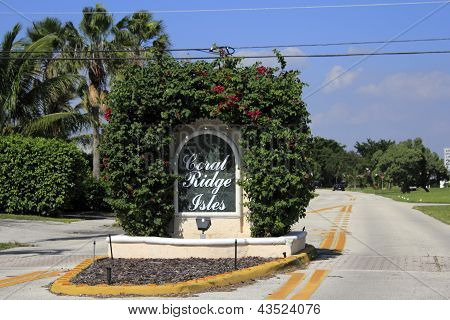 Sinal de entrada para as ilhas de Coral Ridge