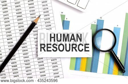 Human Resource Text On The White Card On Chart Background