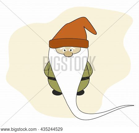 Little Gnome On A White Background. Vector Illustration
