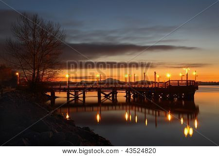 Pêche jetée matin, fleuve Fraser