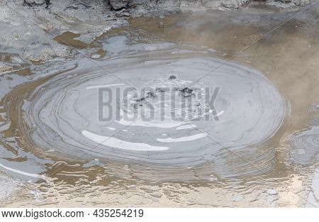 Boiling Mudpool In Hverir, Namafjall In Northern Iceland