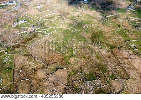 Aerial View Of Fields And Dry Stone Walls In Gweedore - County Donegal, Ireland