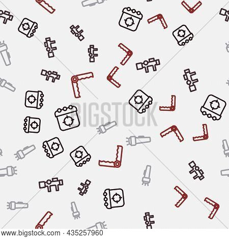 Set Line Target Sport, Sniper Optical Sight, Flashlight And Trap Hunting On Seamless Pattern. Vector