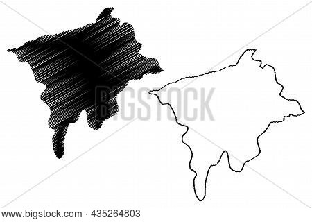 Jorhat District (assam State, Republic Of India) Map Vector Illustration, Scribble Sketch Jorhat Map