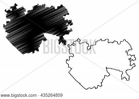 Junagadh District (gujarat State, Republic Of India) Map Vector Illustration, Scribble Sketch Junaga