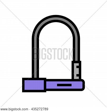 Lock For Safe Bike Color Icon Vector. Lock For Safe Bike Sign. Isolated Symbol Illustration
