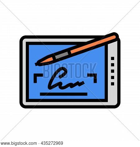 Signature Digital Color Icon Vector. Signature Digital Sign. Isolated Symbol Illustration