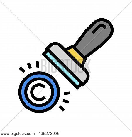 Copyright Symbol Stamp Color Icon Vector. Copyright Symbol Stamp Sign. Isolated Symbol Illustration