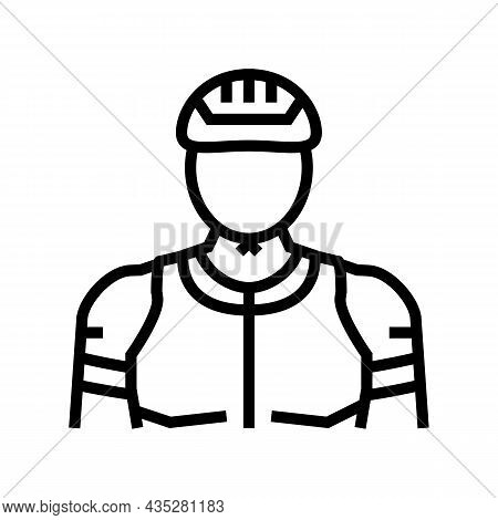 Male Cyclist Line Icon Vector. Male Cyclist Sign. Isolated Contour Symbol Black Illustration