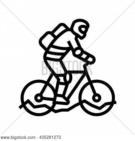 Mountain Riding Bike Line Icon Vector. Mountain Riding Bike Sign. Isolated Contour Symbol Black Illu