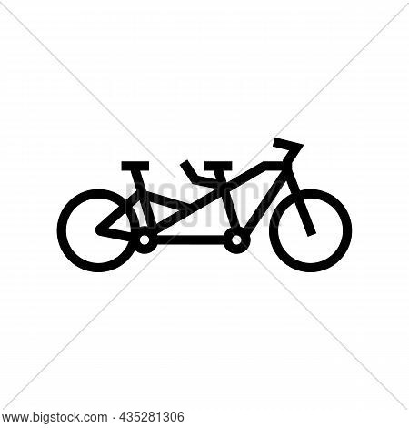 Tandem Bike Bicycle For Couple Line Icon Vector. Tandem Bike Bicycle For Couple Sign. Isolated Conto