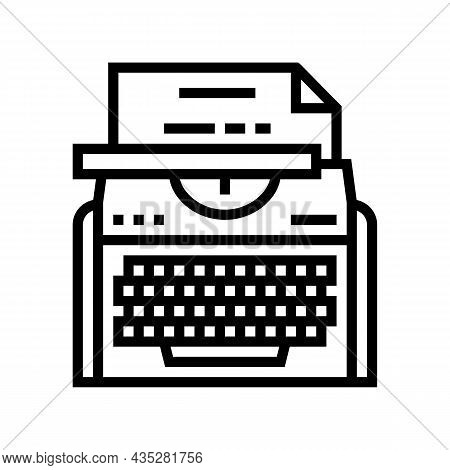 Typewriter Equipment Line Icon Vector. Typewriter Equipment Sign. Isolated Contour Symbol Black Illu