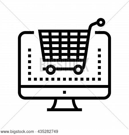 Electronic Eshopping Purchase Line Icon Vector. Electronic Eshopping Purchase Sign. Isolated Contour
