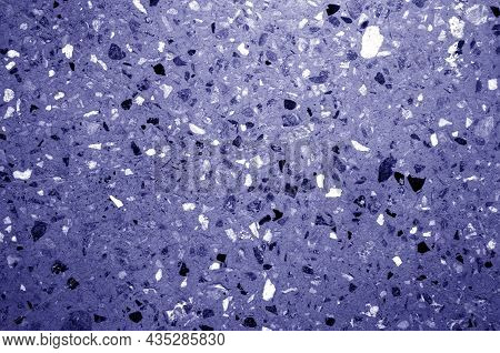 Cement Plate With Small Gravel Stones In Blue Tone. Abstract Background And Texture For Design.