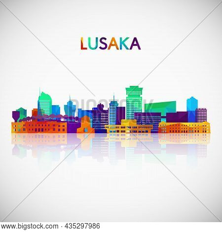 Lusaka Skyline Silhouette In Colorful Geometric Style. Symbol For Your Design. Vector Illustration.