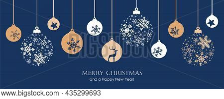 Merry Christmas Card With Hanging Ball Decoratoin