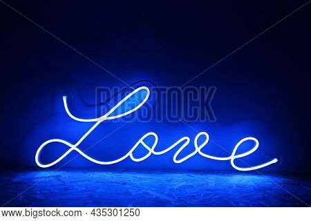 Blue Neon Sign Love. Trendy Style. Neon Sign. Custom Neon. Home Decor.