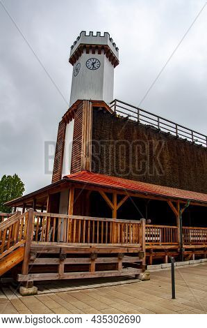 Graduation Tower Famous Attraction In The Health Resort In Bad Salzuflen Spa Town. Clock On The Towe