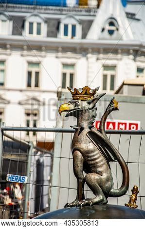 Malmo, Sweden, May 19. 2014. Griffin Sclupture In City Of Malmo In Sweden . Part Of The Sculpture As