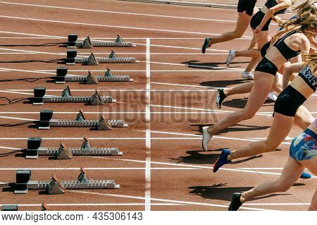 Start Group Of Women Athletes 100 Meters Race