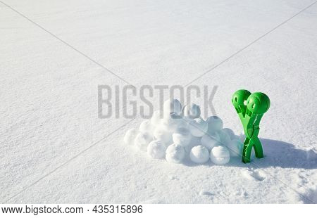 A Children Toy Is A Tool For Modeling Snowballs From Snow. Green