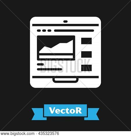 White Trading Courses Icon Isolated On Black Background. Distance Learning Finance Management, Buyin