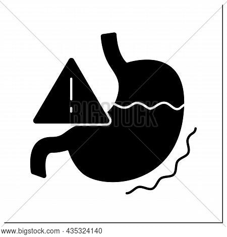 Indigestion Glyph Icon. Dangerous Disease. Diagnostic And Treatment. Healthcare. Indigestion, Colic.