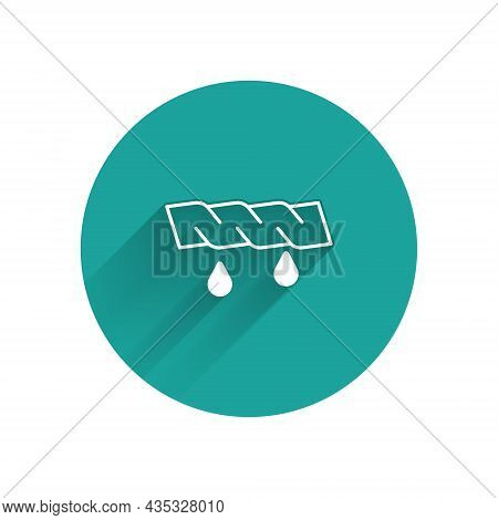 White Squeeze Clothes Icon Isolated With Long Shadow Background. Green Circle Button. Vector