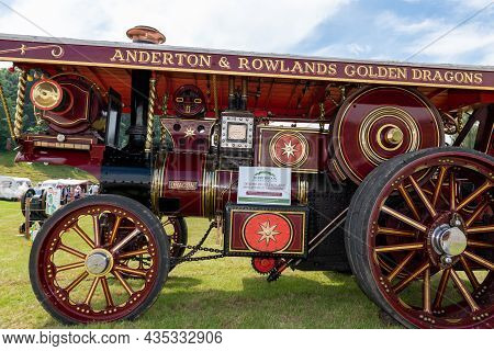 Honiton.devon.united Kingdom.july 2nd 2021.a Restored Burell Traction Engine Is On Display At The De