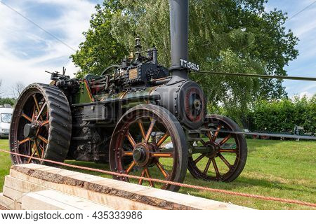Honiton.devon.united Kingdom.july 2nd 2021.a Restored Burrel Traction Engine Is On Display At The De