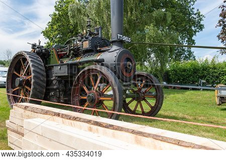 Honiton.devon.united Kingdom.july 2nd 2021.a Restored Burrel Traction Engine Is On Display At The De