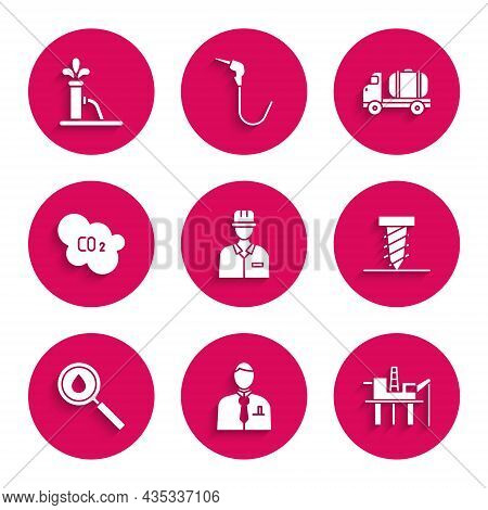 Set Oilman, Businessman Or Stock Market Trader, Platform The Sea, Rotating Drill Digging Hole, Drop,