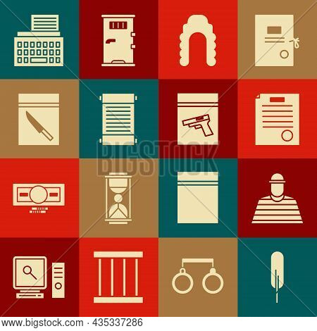 Set Feather Pen, Prisoner, The Arrest Warrant, Judge Wig, Decree, Paper, Parchment, Scroll, Evidence