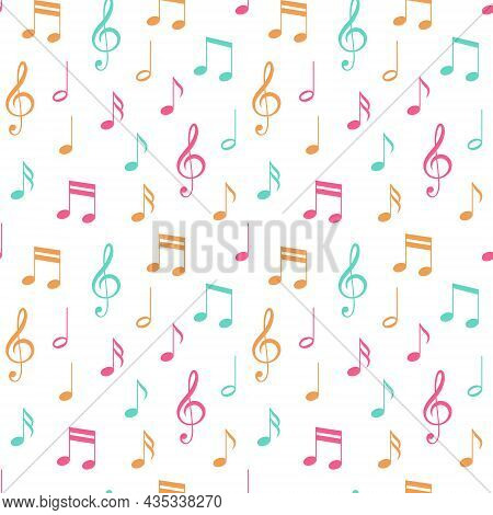 Vector Seamless Pattern With Colored Music Notes