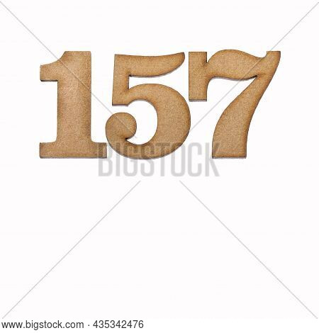 Number 157 - Piece Of Wood Isolated On White Background