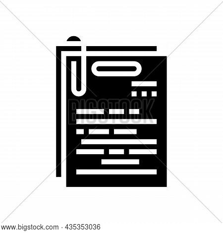 Note Paper List Glyph Icon Vector. Note Paper List Sign. Isolated Contour Symbol Black Illustration