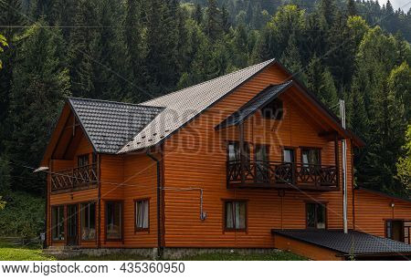 Roof Covered With Metal Tiles, Roofing, Wooden House