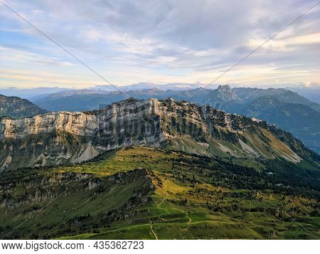 Autumn Mood On A Rural Alp In The Canton Of St.gallen. Hike To The Mountain Speer Above Amden. Nice 